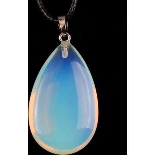 100-Unique Ethnic Style 1 Pcs Silver Plated Water Drop Stone Pendant For Anniversary Opalite Opal Jewelry