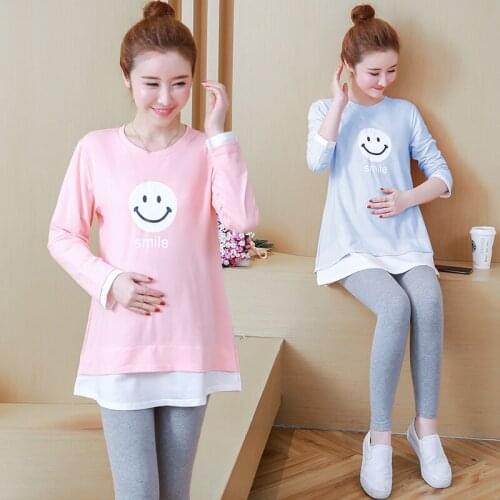 2019# Maternity Clothes Spring Autumn Cotton Pregnant Floral Women Suit Clothes for Pregnant Women Pants Suit