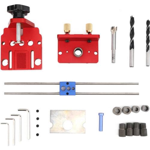 3-in-1 Hole Drilling Guide Drill Bit Wood Dowel Woodworking Hole Puncher Aluminum Alloy New