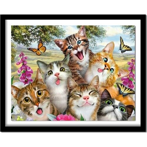 5D DIY diamond embroidery cat and butterfly diamond painting Cross Stitch full drill Rhinestone home decoration