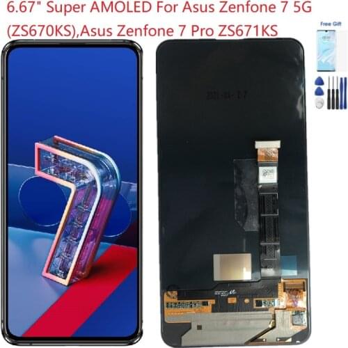 6.67" Super AMOLED For Asus Zefone 7 ZS670KS Lcd Screen Touch Screen Digitizer For Asus Zenfone 7 5G ZS670KS Display