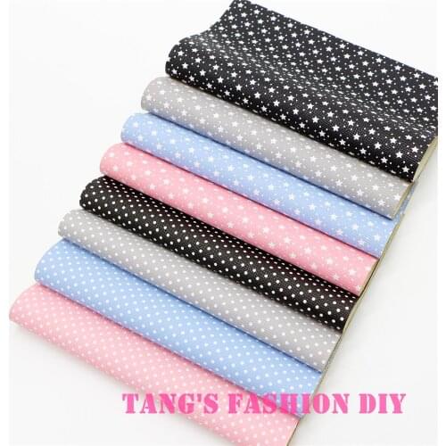 8pcs----20x22cm DIY Hair Bow Material Printing Dots And Stars PU Synthetic Faux Leathers