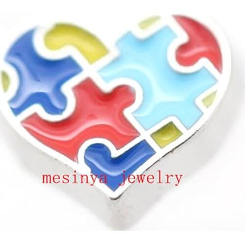 120pcs Heart Friends Flag Autism Custom Floating Charms For Glass Locket