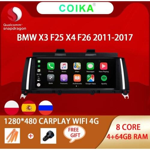 8.8" Car Muiltmedia Radio Google NAVI With 4+64GB For BMW X3 F25 X4 F26 2011-2017 WIFI BT IPS Touch Screen Carplay