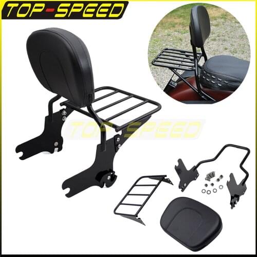 Motorcycle Luggage Rack Sissy Bar Rear Passenger Backrest Cushion Pad For Harley Road King FLHX FLTR 1997-2008