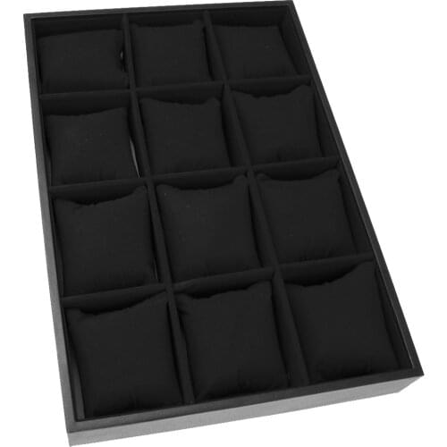 12 Grid Velvet Watch Bacelet Jewelry Display Storage Box Case Pillow Holder