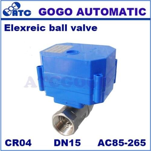 CWX-60P DN15 1/2 NPT 2 way SS304 6Nm torque mini electric ball valve/ motor operated valve AC85-265V/60Hz CR04 2 wires