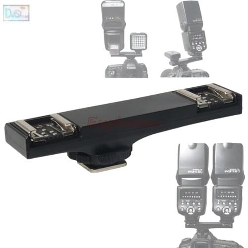 Dual Hot Shoe Sync TTL Off-Camera Arm Bracket Splitter for Canon 600EX 580EX 550EX 430EX II Flash Speedlite Studio Trigger