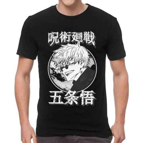 Jujutsu Kaisen Anime Tshirts Men Graphic Tee Tops 100% Cotton T Shirt Short Sleeve Satoru Gojo T-shirt Gift Idea Merch