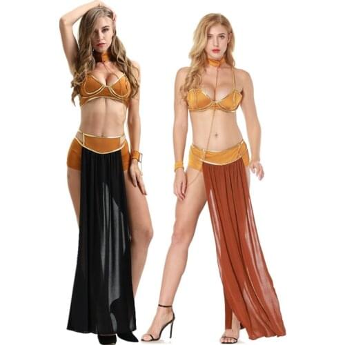Halloween Sexy Egyptian Cleopatra Goddess Cosplay Costume Princess Leia Slave Greek Queen Masquerade Dress