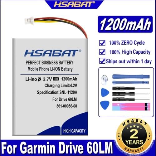 HSABAT 361-00056-08 1200mAh Battery for Garmin DriveSmart 5,DriveSmart 55,DriveSmart 65 / Drive 60LM GPS 3-Wire Plug Batteries