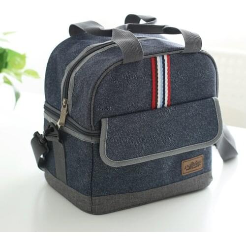 GUMST Quality denim lunch bag thermal food bag casual insulated lunch box picnic bag thermo cooler food for kids women or men