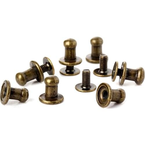 100Sets 8mm Bronze Round Button Spikes Metal Studs Rivets Punk Spike Screwback Leather Craft DIY