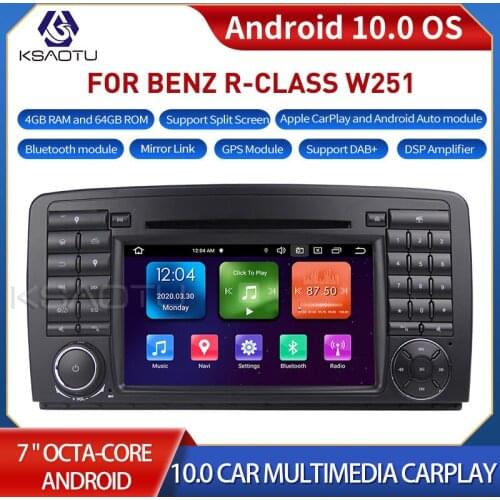 KSAOTU 7081 7" 8-Core Android 10.0 Car Stereo Carplay DSP DAB+ GPS WiFi USB DVB-T 4G TPMS Canbus OBD2 For BENZ R-CLASS W251