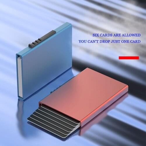 Metal automatic pop-up card bag for men and women anti-magnetic ultra-thin simple anti-theft brush small card bag