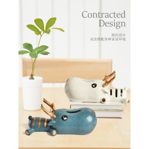 Nordic ins multifunctional tissue box home decoration ornaments Storage Box tray living room cute deer/elk paper pumping box