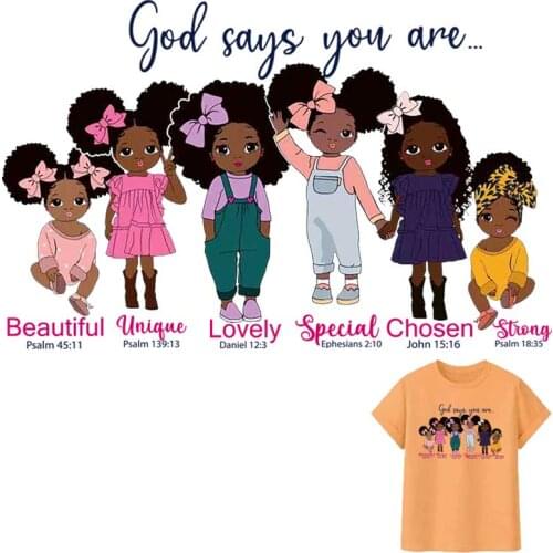 Fashion Black Girls Iron-On Patches For Clothing A-Level Washable T-Shirts Heat Transfers Stickers Personality Clothes Appliqued