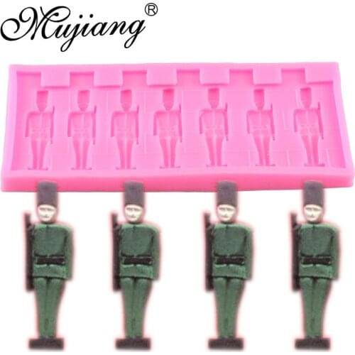 Mujiang DIY Soldier Chocolate Mold Sugar Candy Clay Molds Cake Border Fondant Cake Decorating Tools Baking Silicone Mold
