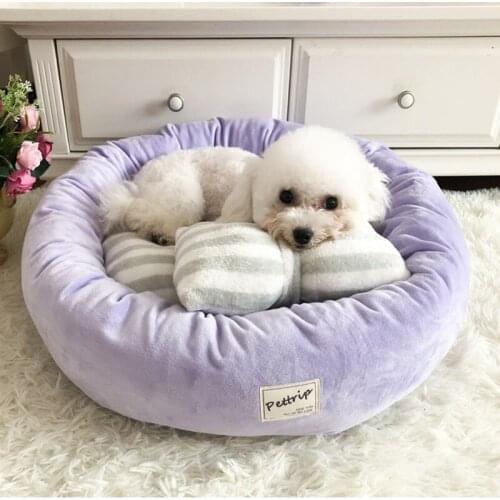 New Pet Bed Cat and Dog Round Warm Soft Houses Plush Puppy Chihuahua Teddy Bichon Medium-sized Large Dog Pet Supplies Sofa