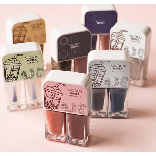 2 In 1 Diy Baking Free Nail Polish Set Double Bottle Two Color Sequins Varnishes Quick-Drying Tearable Hybrid Lacquer Nail Art