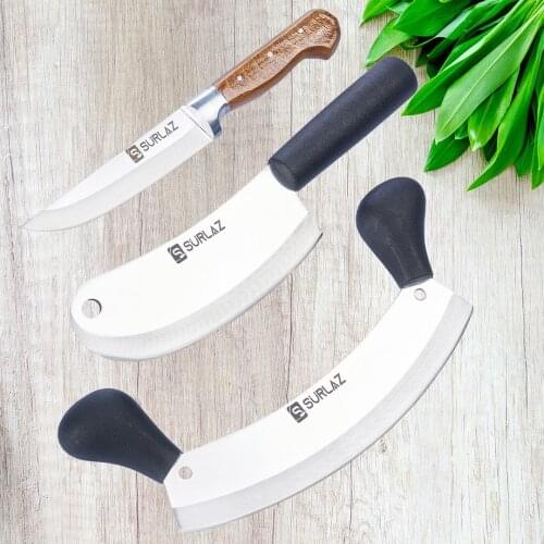 3 PCS Professional Chef Knife Set SürLaz Meat Chopping Slicing Vegetable Cutter Cleaver Kitchen Knives Stainless Steel