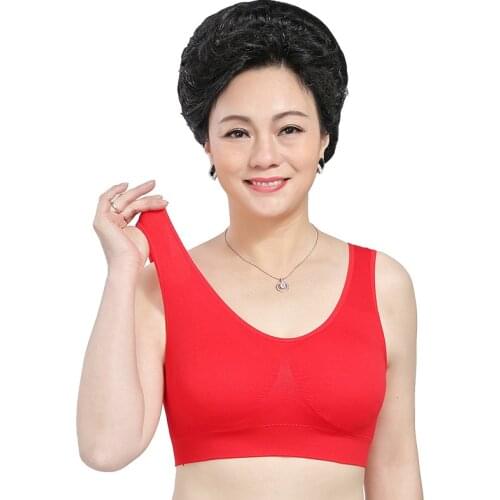 Mother Underwear Bra in Old People Vest Type Woman Without Rims Together than Pure Cotton Thin Sports Bra of Pure Color Big Yard
