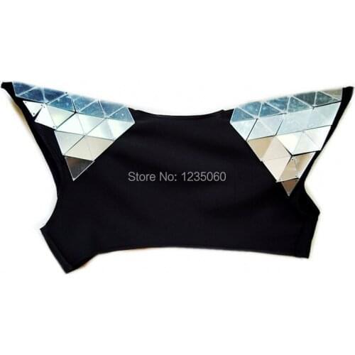 WYY Party catwalk show wears mirror shoulder vest dj stage performance prom costume dance bar dress mirror costume bar outfits