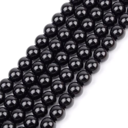 Wholesale Round Black Agates Loose Beads for Jewelry Making 4 6 8 10 12mm Natural Stones For Needlework Handicraft Accessories