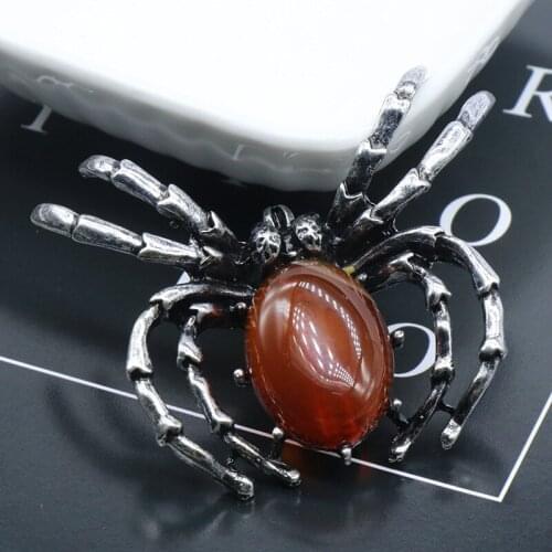 Big Spider Pendant Necklaces Reiki Healing Natural Gems Stone Pendulum Agates Lapis Opal Quartz Crystal Necklaces Male Female