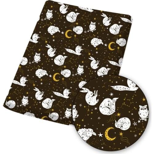 Polyester Cotton Fabric Cartoon Owl Bird Printed Cloth Sheets DIY Mask/Dress/Bag Sewing Materials Designer Crafts 45*145cm 1Pc