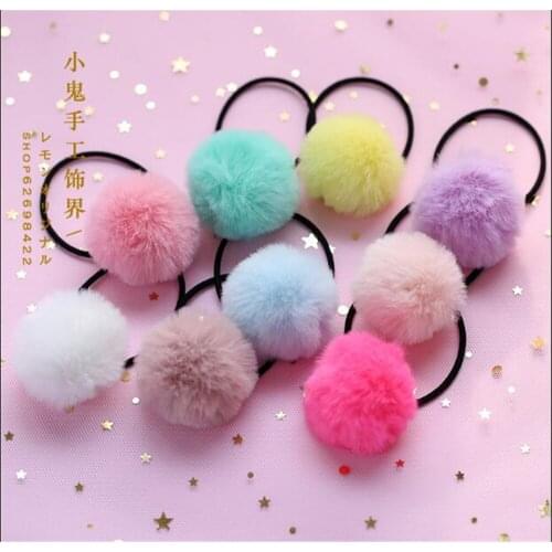 Lolita double horsetail headwear Lolita fur ball hair rope hair accessories B573