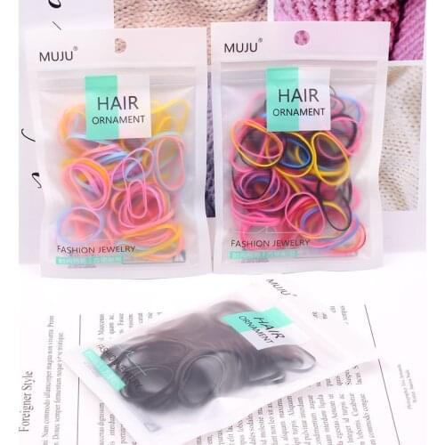 100PCS Cute Girls Colourful Ring Disposable Elastic Hair Bands Ponytail Holder Rubber Band Scrunchies Kids Hair Accessories