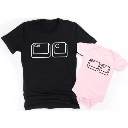 Ctrl C Ctrl V Family Matching T shirts Father Daughter Son T Shirt Tops Kids Baby Girl Boys Cotton Bodysuit T Shirt Family Look