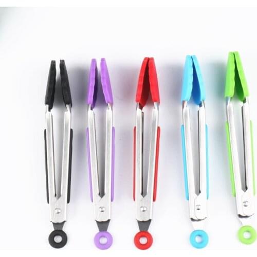 Small size (8.1 inches) silicone food clip kitchen tongs utensils Cooking tong clip Clamp accessories Salad Serving BBQ tools