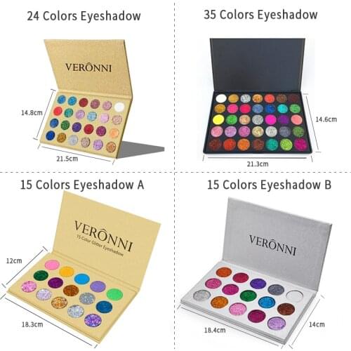 VERONNI Glitter Eyeshadow Palette Pigment shine sequins eye Shadow Highlighter Shimmer Colorful Make up Eye Shadow Pallete