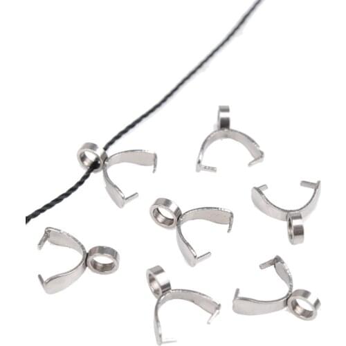 50pcs/lot Stainless Steel Clasps Pinch Bails Charm Melon Seeds Buckle Pendant DIY Necklace Bracelet Connectors Jewelry Findings