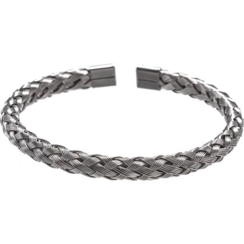 1pcs Coil Shape Simple Charm Cuff Bracelet Stainless Steel Protection End Quadrilateral Unisex Bangle Daily Jewelry For Women