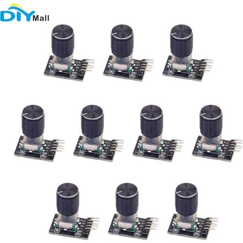 10pcs KY-040 360 Degrees Rotary Encoder Module Brick Sensor Switch Development Board With Waterproof Caps For Arduino