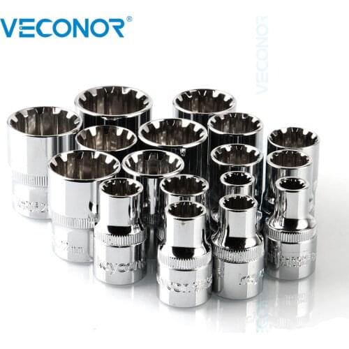 17PCS 1/2" Square Drive 12pt Socket Set Ratchet Wrench Socket Power Tool Accessories CRV 8 to 24mm