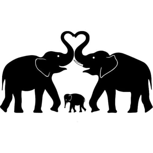 17cm*9.2cm Elephant Family Love Fashion Decor Car Sticker Vinyl Decal