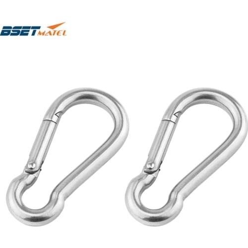 2PCS 5mm 6mm 8mm Multifunctional 304 Stainless Steel Spring Snap Carabiner Quick Link Ring Hook snap shackle Chain Fastener Hook