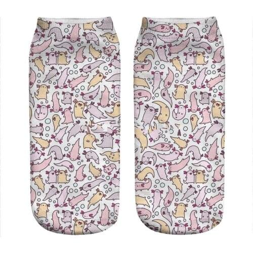 2021 Womens socks kawaii adorable axolotls Printed Socks Woman harajuku Happy Funny Novelty cute girl gift Socks for women