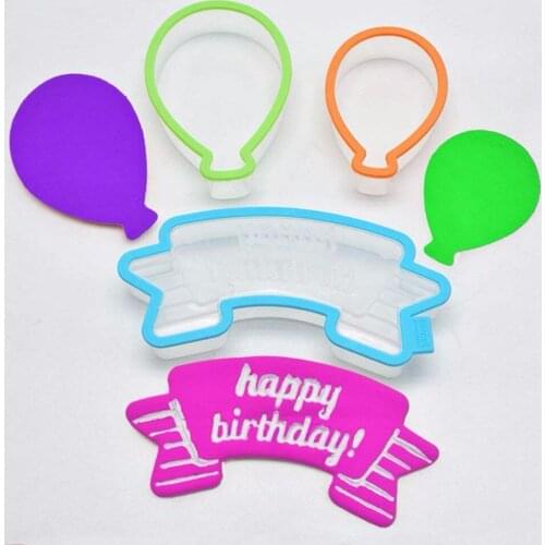 3Pcs Happy Birthday Balloon Cake Cutter Mold Set Cookie Fondant Biscuits Sugar Craft Mould Decorating Kitchen Baking Pastry Tool