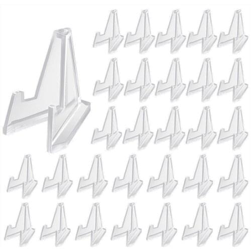 30Pcs Acrylic Coin Stands Coin Display Easel Holder Coin Capsule Challenge Coin Medal Holder 3.6X0.6X2.7cm