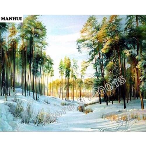 3D Diamond Painting Cross Stitch Pattern 5D Diamond Embroidery Snowy woods Mosaic Resin Full Drill Home Decor BCD090