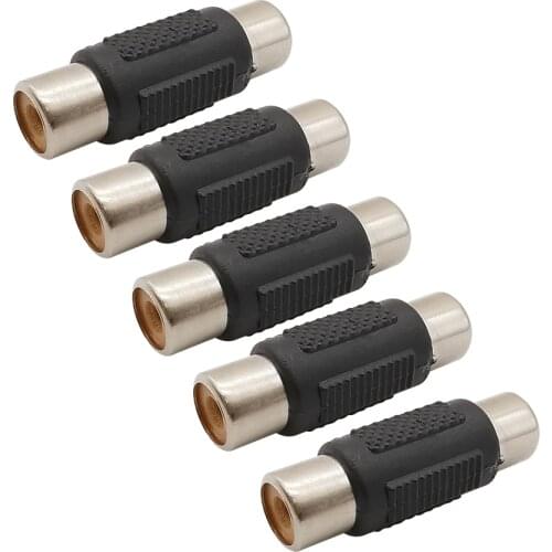5Pcs Dual RCA Female to Female Socket Coupler AV Video Audio Jack Camera Cable Extension Adapter RCA Connector