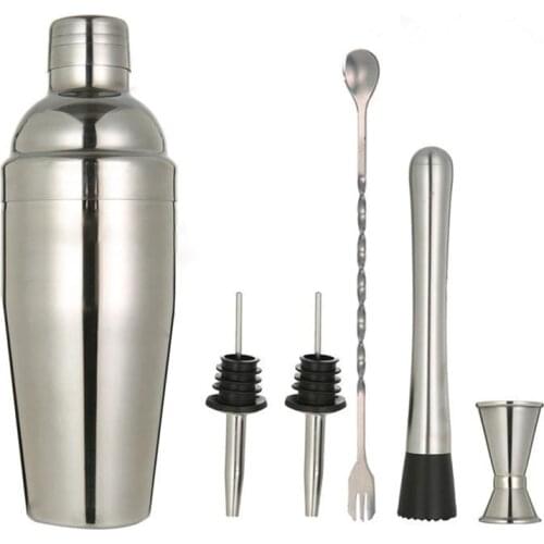 6 Pcs / Set 350/550/750ml Cocktail Shaker Mixer Drink Bartender Tool Barware Bar Accessories Stainless Steel Cocktail Whisks