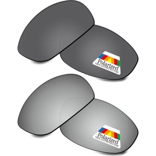 Bwake 2 Pairs Black & Silver Polarized Replacement Lenses for-Oakley Monster Dog Sunglasses Frame