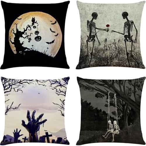 Halloween Skull Cushion Cover Hoga Decorative Pillow funda cojines 45x45 housse de coussin Nordic Throw Pillow Cover Sofa Car