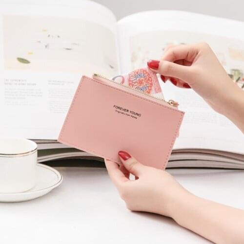 Ladies PU Leather ID Card Holder Zipper Card Holder Coin Purse Business Card Holder Bank Credit Card Coin Purse Mini Card Holder